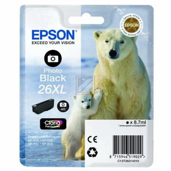 EPSON Tintenpatrone 26XL ph.schwarz T263140 XP 700/800 400 Seiten
