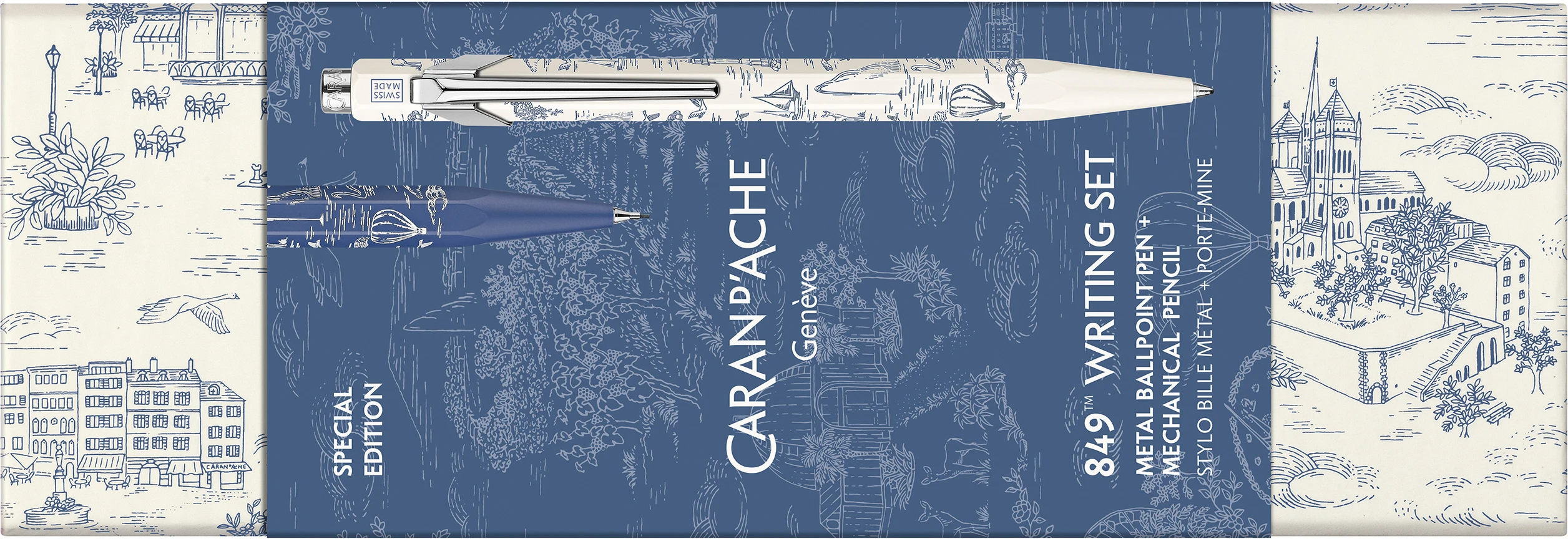 CARAN D'ACHE Schreibset 849 Toile de Jouy 8490.126 Kugelschreiber + Minenhalter