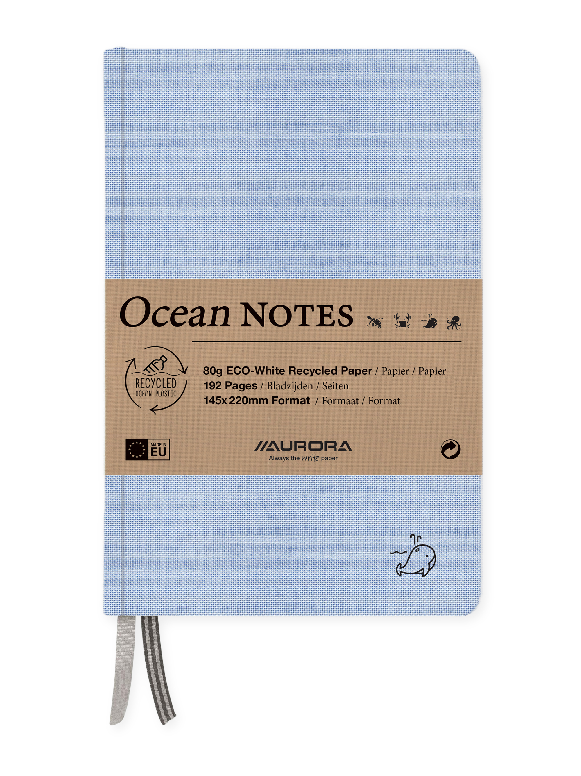 AURORA Notizbuch Ocean Notes A5 2396RTB blau, liniert 96 Blatt