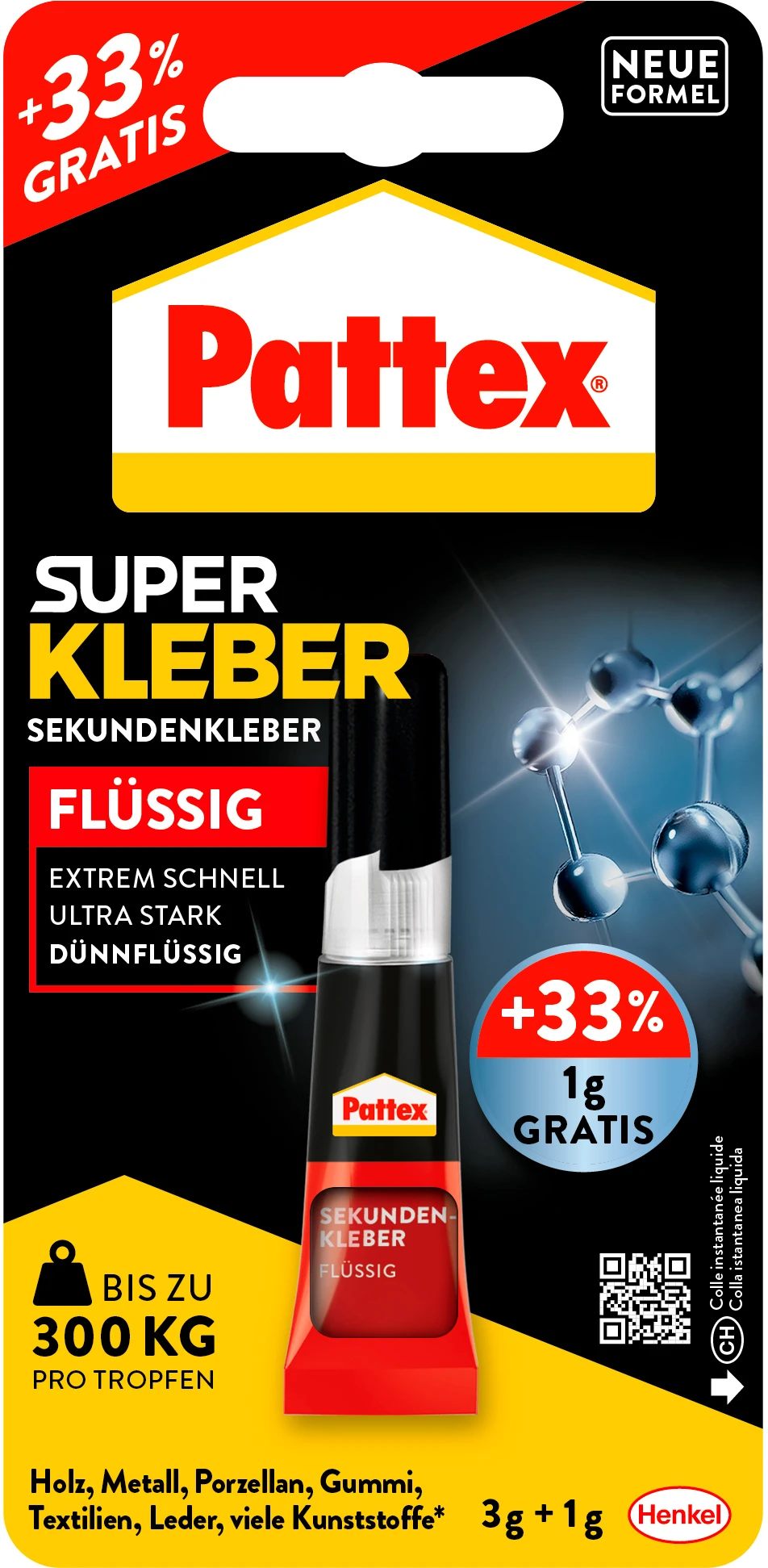 PATTEX Sekundenkleber 3g+1g gratis PSK1C flüssig