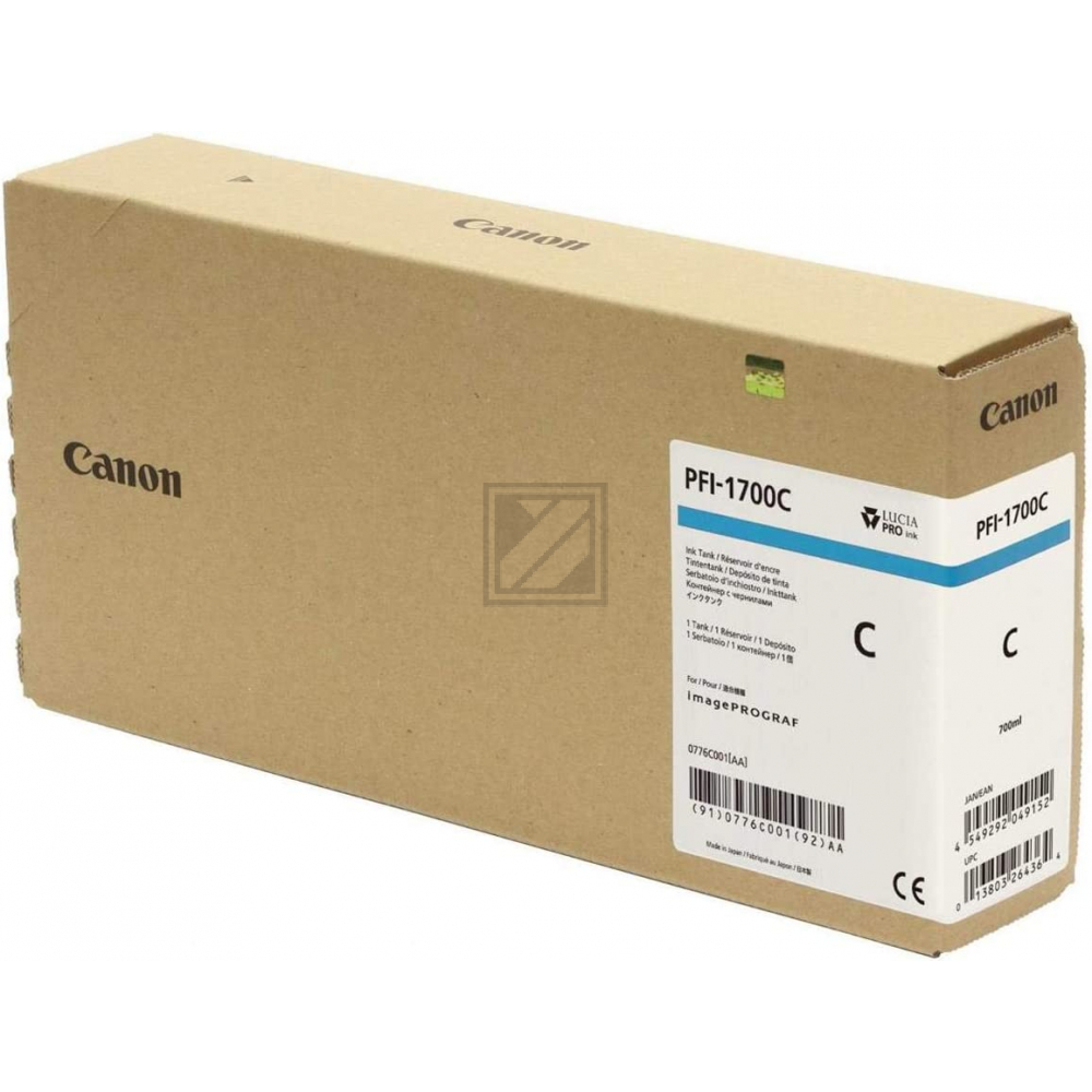 CANON Tintenpatrone cyan PFI1700C iPF PRO-2000/PRO-6000S 700ml