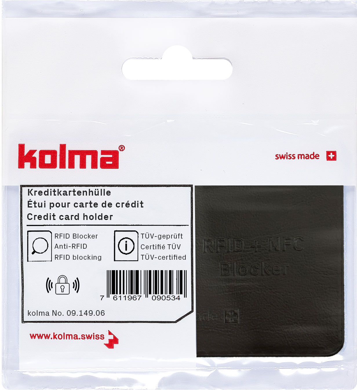 KOLMA Kreditkartenhülle RFID 09.149.06 schwarz 62x92mm