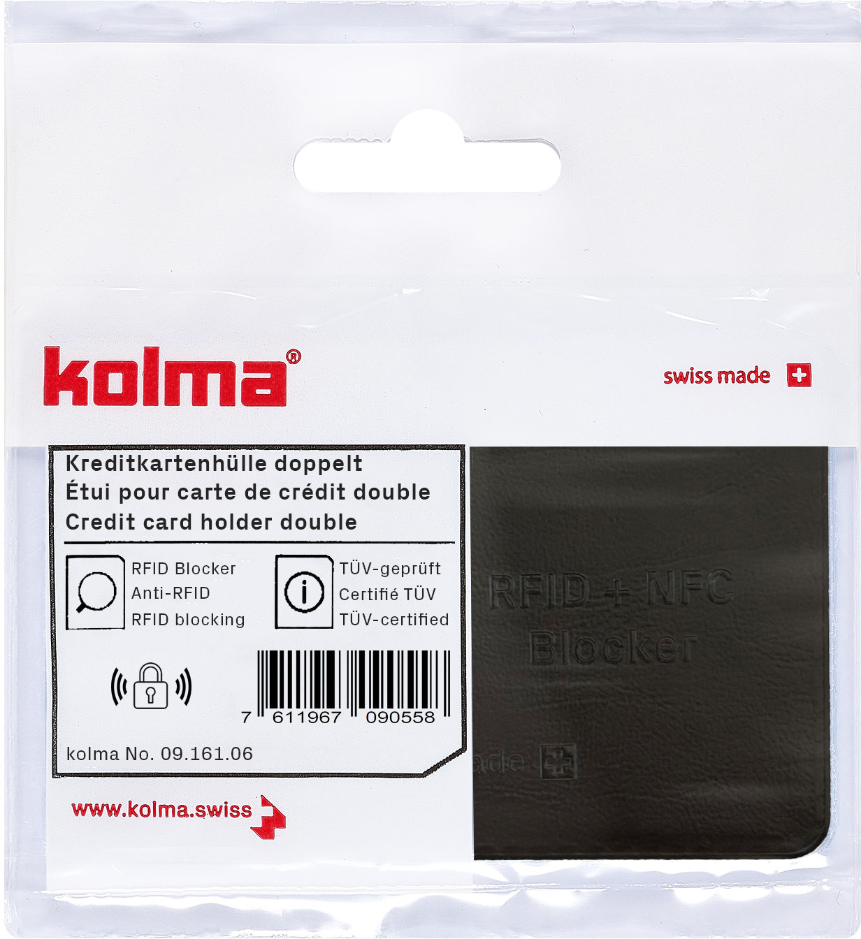KOLMA Kreditkartenhülle RFID 09.161.06 schwarz 66x95mm