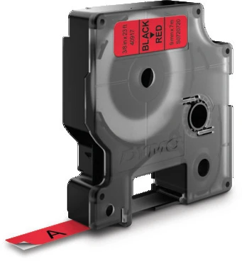 DYMO Schriftband D1 schwarz/rot S0720720 Polyester, ablösbar 9mm/7m