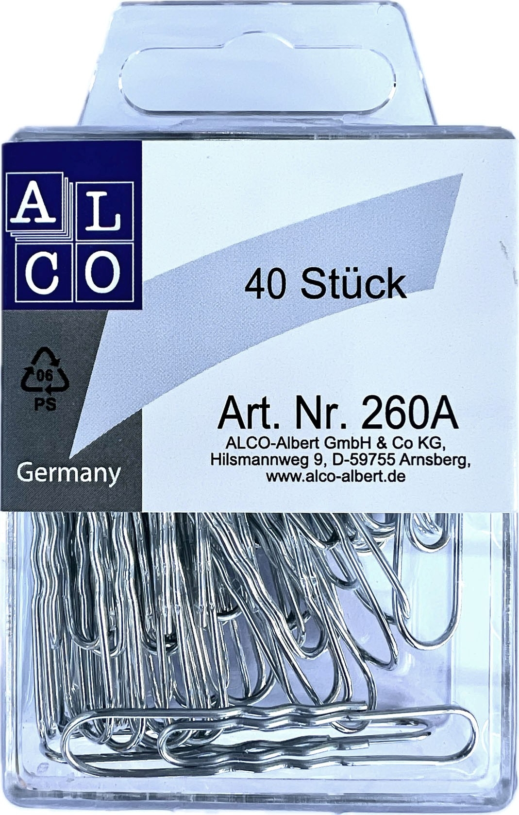 ALCO Büroklammern 50mm 260A verzinkt, gewellt 40 Stück