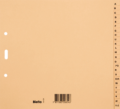 BIELLA Kartonregister A4 3/4 H. 19442400U braun A-Z 24-teilig