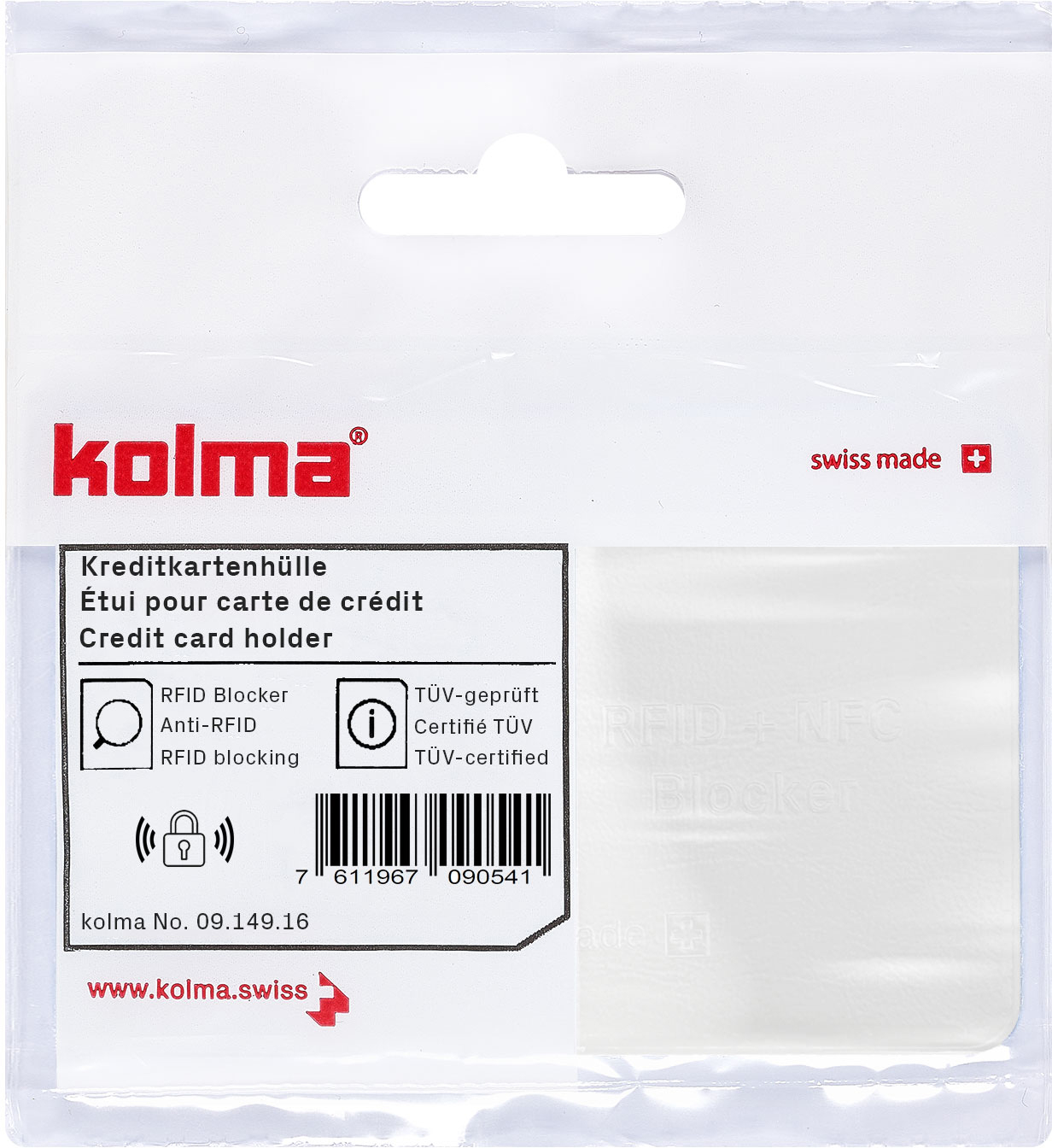 KOLMA Kreditkartenhülle RFID 09.149.16 weiss 62x92mm