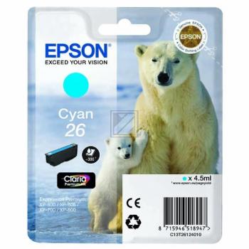 EPSON Tintenpatrone cyan T261240 XP 700/800 300 Seiten
