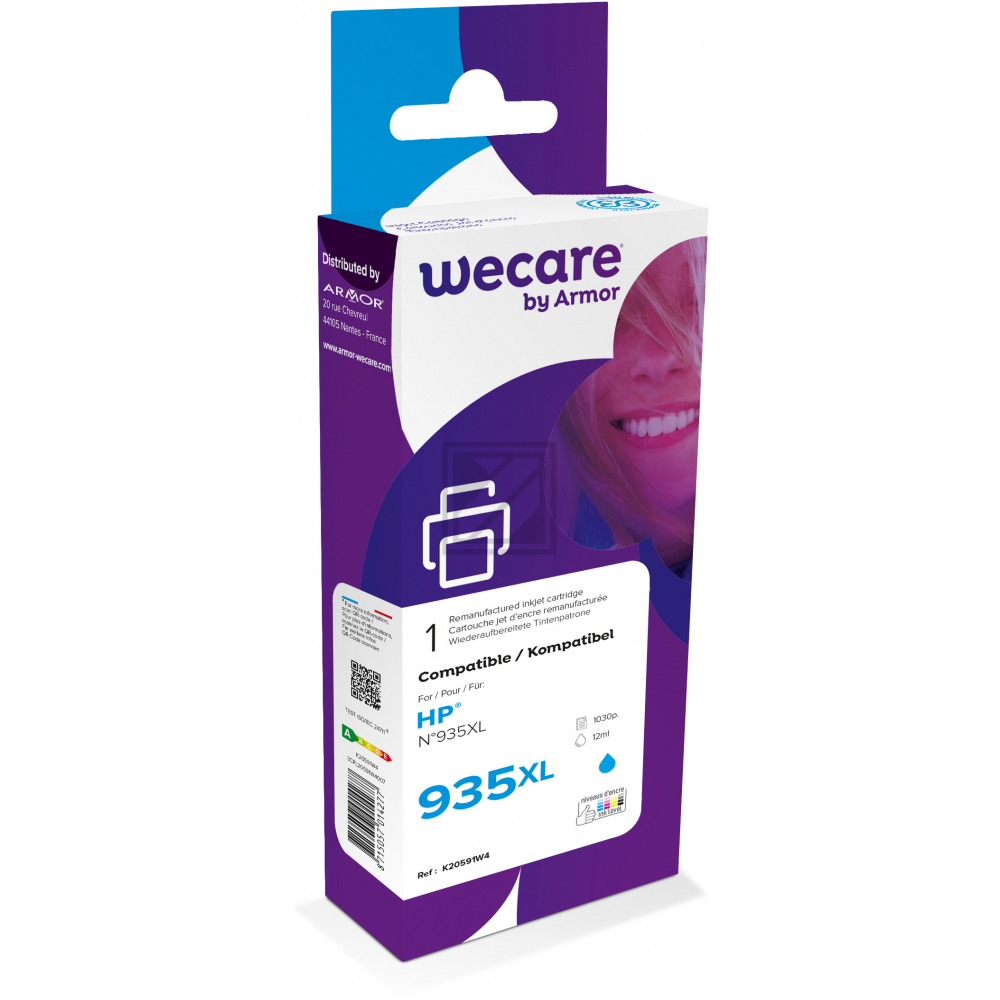 WECARE Tinte 935XL rebuilt cyan C2P24AEWE zu HP OJ Pro 6230 12ml