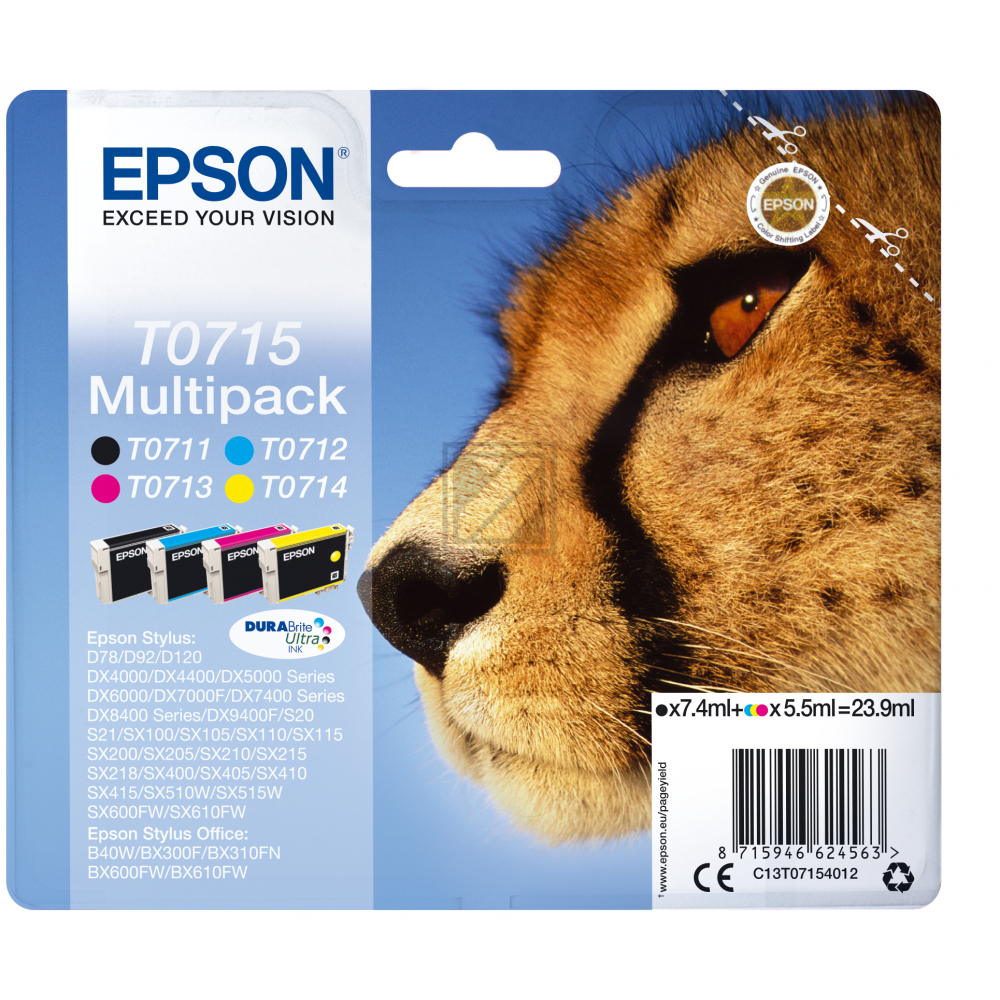 EPSON Multipack Tinte CMYBK T071540 Stylus DX4000 5.5/7.4ml