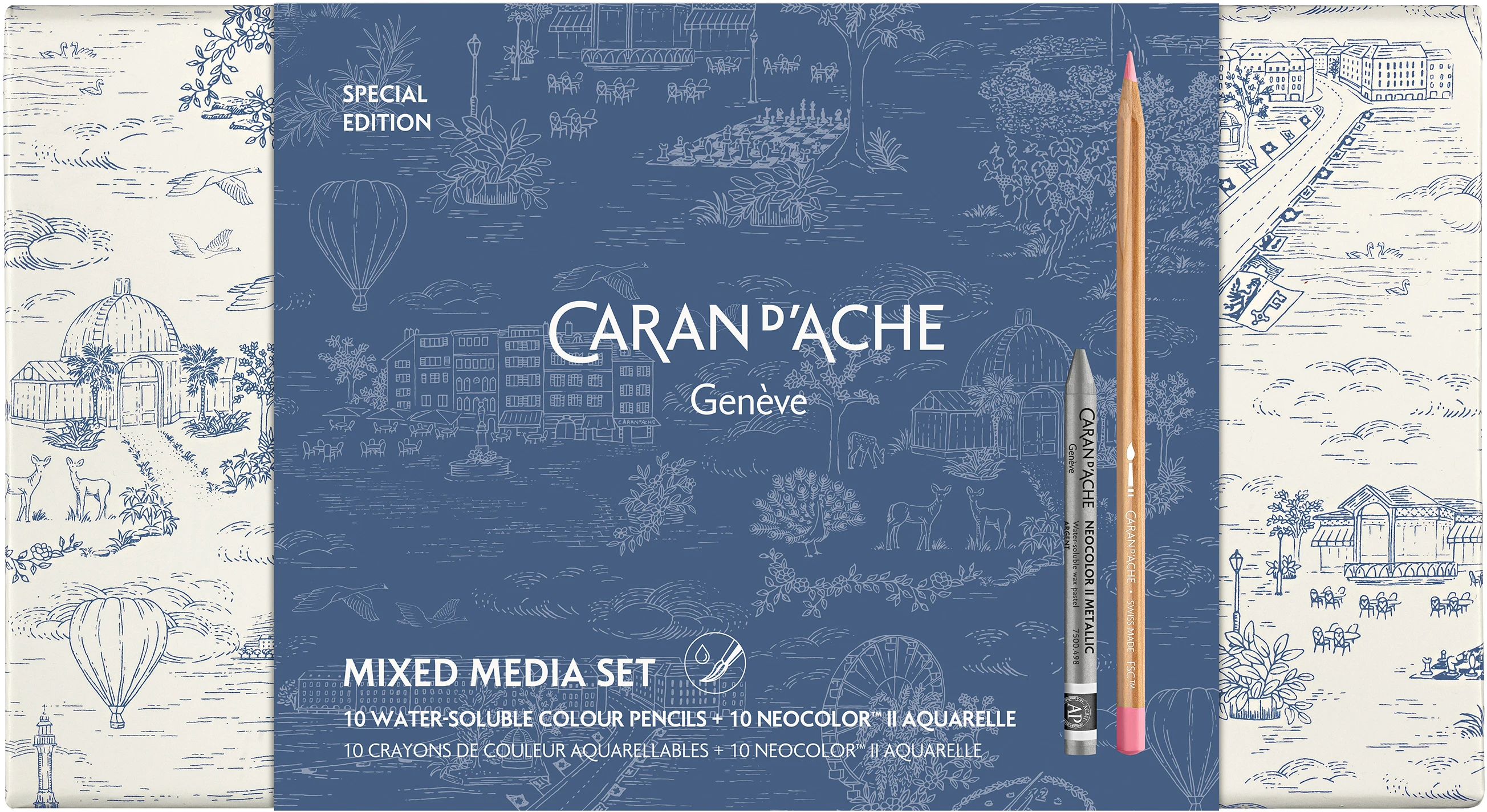 CARAN D'ACHE Farbstifte + Neocolor Set CC3000.026 Toile de Jouy 20 Stück