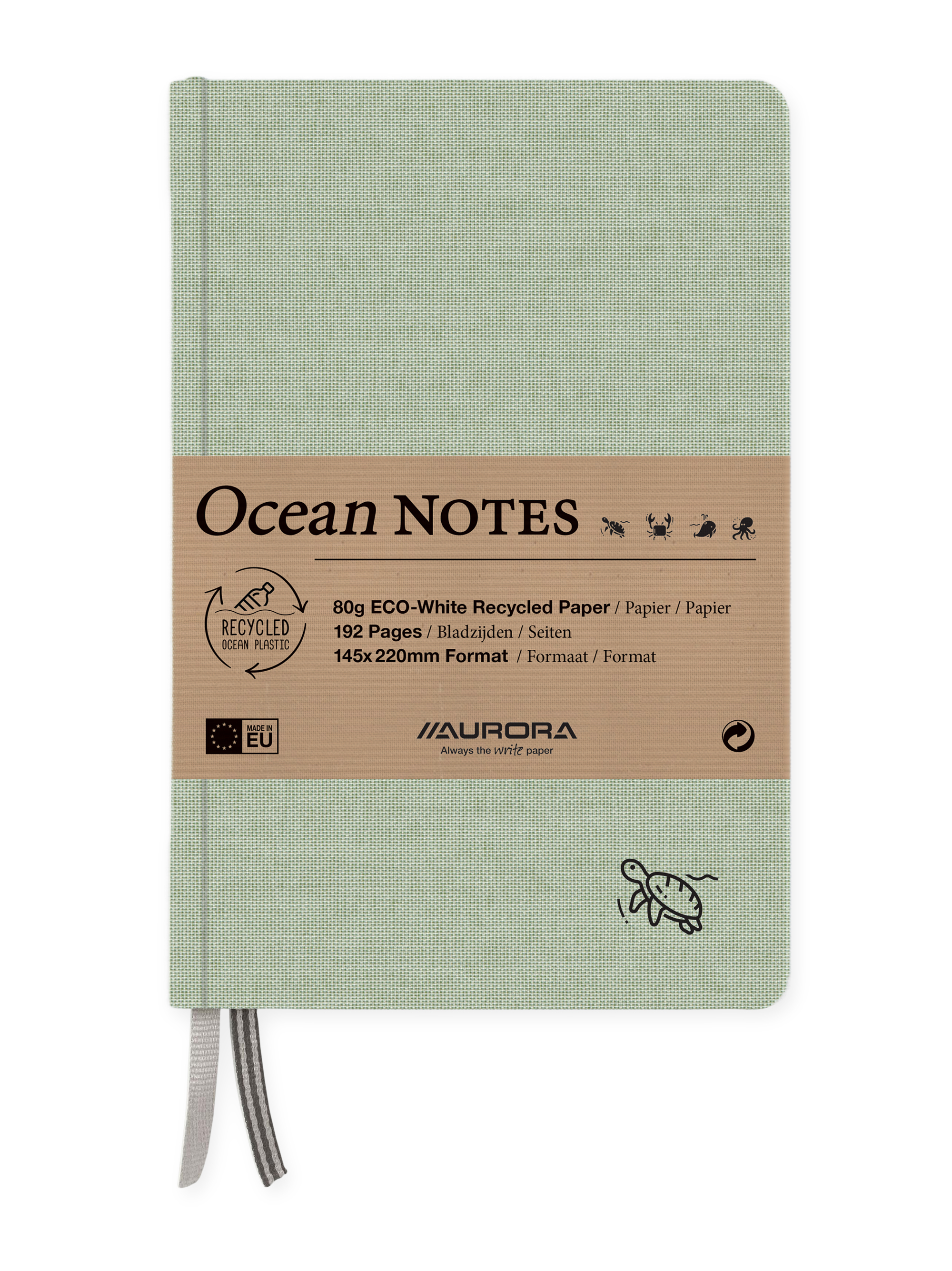 AURORA Notizbuch Ocean Notes A5 2396RTG grün, liniert 96 Blatt