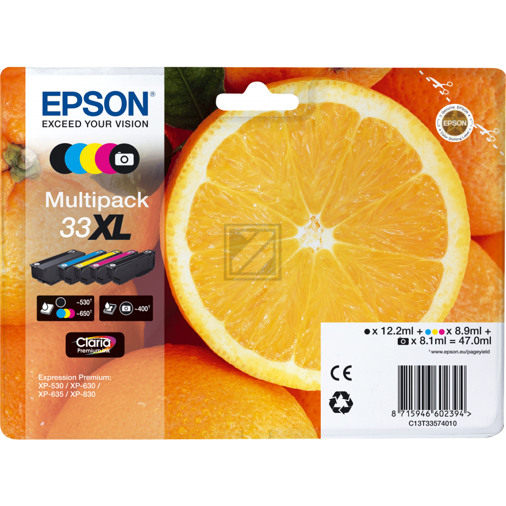 EPSON Multipack Tinte 33XL CMYBKPBK T335740 XP-530/630/830 5-color