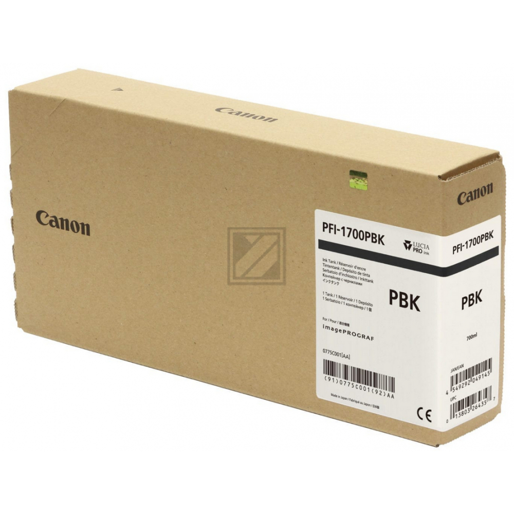 CANON Tintenpatrone photo schwarz PFI1700PB iPF PRO-2000/PRO-6000S 700ml