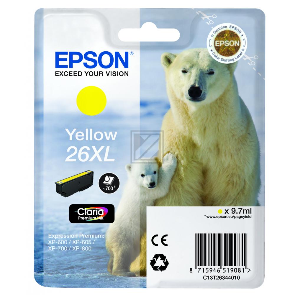 EPSON Tintenpatrone 26XL yellow T263440 XP 700/800 700 Seiten