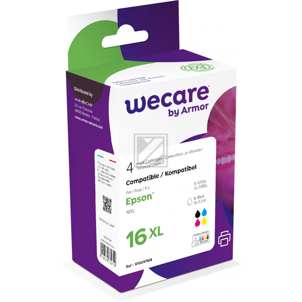WECARE Multipack XL rebuilt CMYBK T163640WE z.Epson WF2010/2540 15/3x8.5ml
