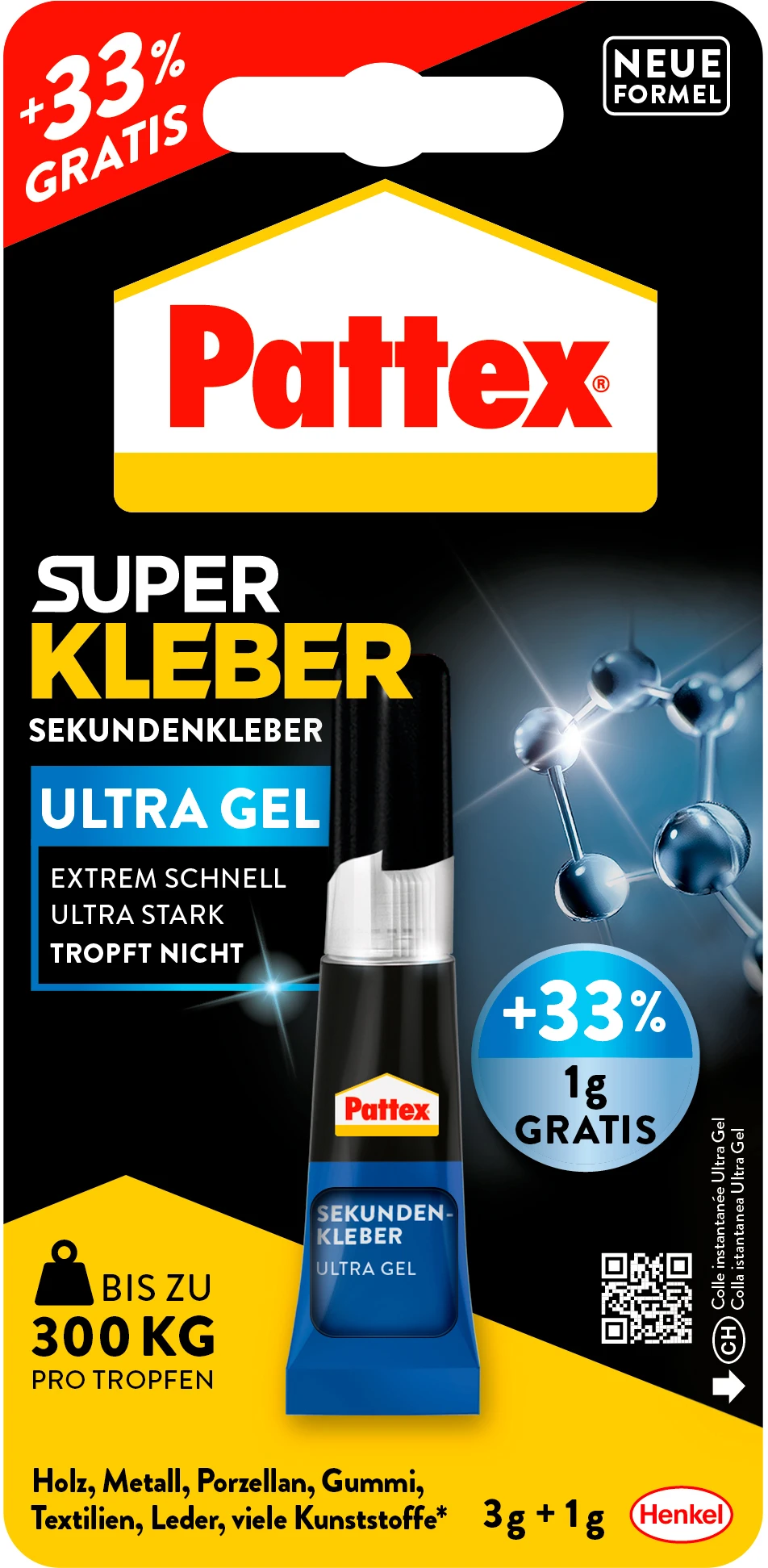 PATTEX Sekundenkleber 3g+1g gratis PSG2C Ultra Gel