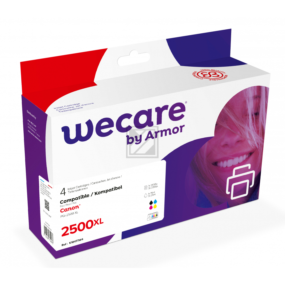WECARE Multipack XL rebuilt BKCMY PGI-2500XLPACKWE z.CanonMAXIFY MB5050 76/3x25ml