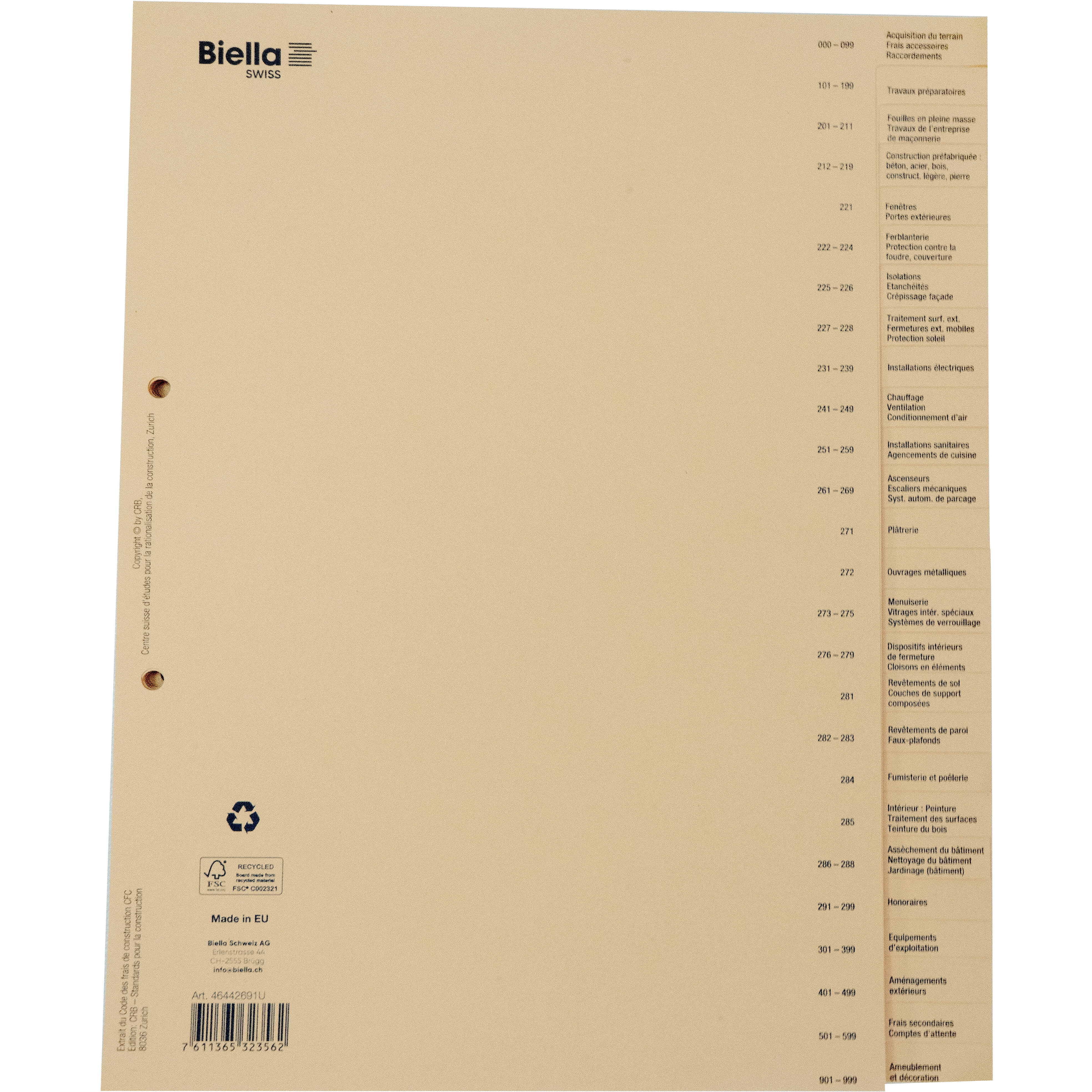 BIELLA Bauabrechnungsregister A4 46442691U braun FR 26-teilig