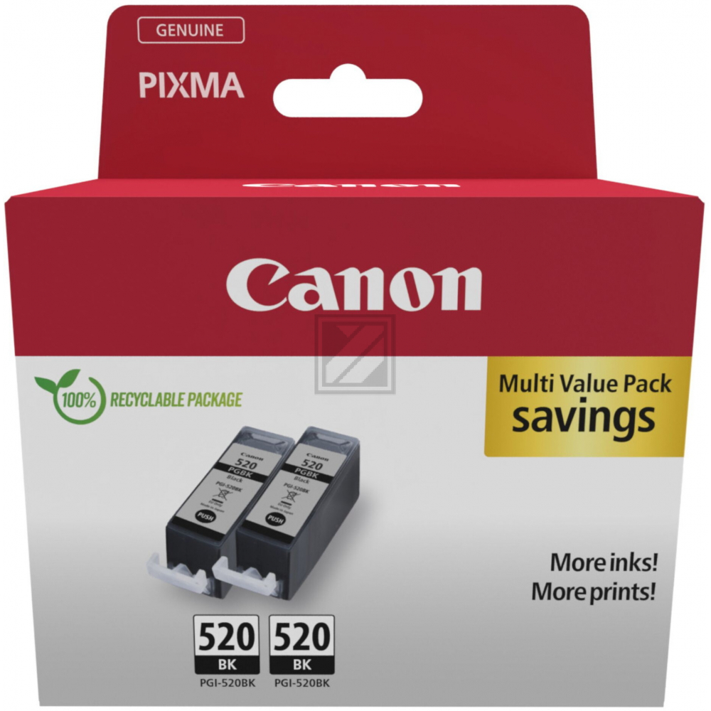 CANON Twin Pack Tinte schwarz PGI-520BKT iP 3600 2x19ml
