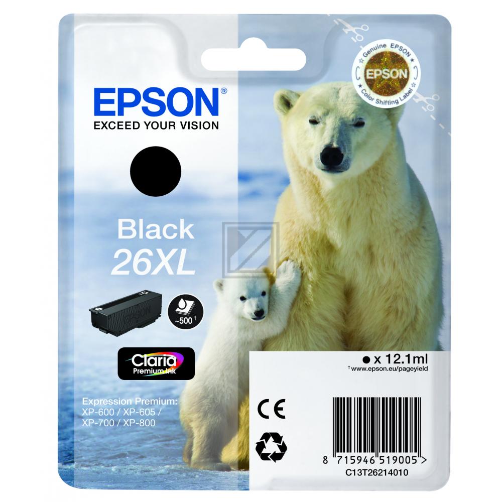 EPSON Tintenpatrone 26XL schwarz T262140 XP 700/800 500 Seiten