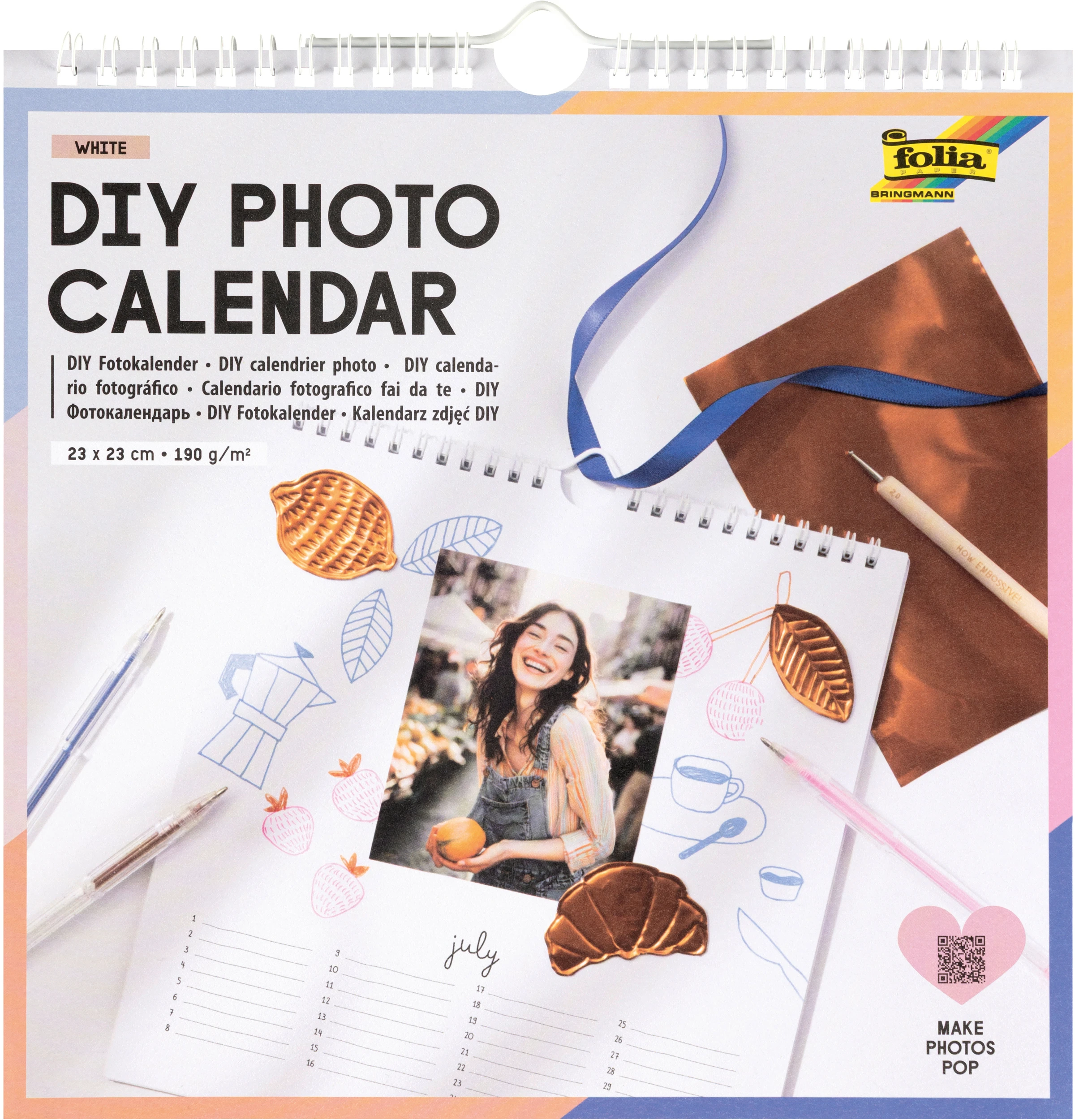 FOLIA Fotokalender DIY 23x23cm 23183 weiss