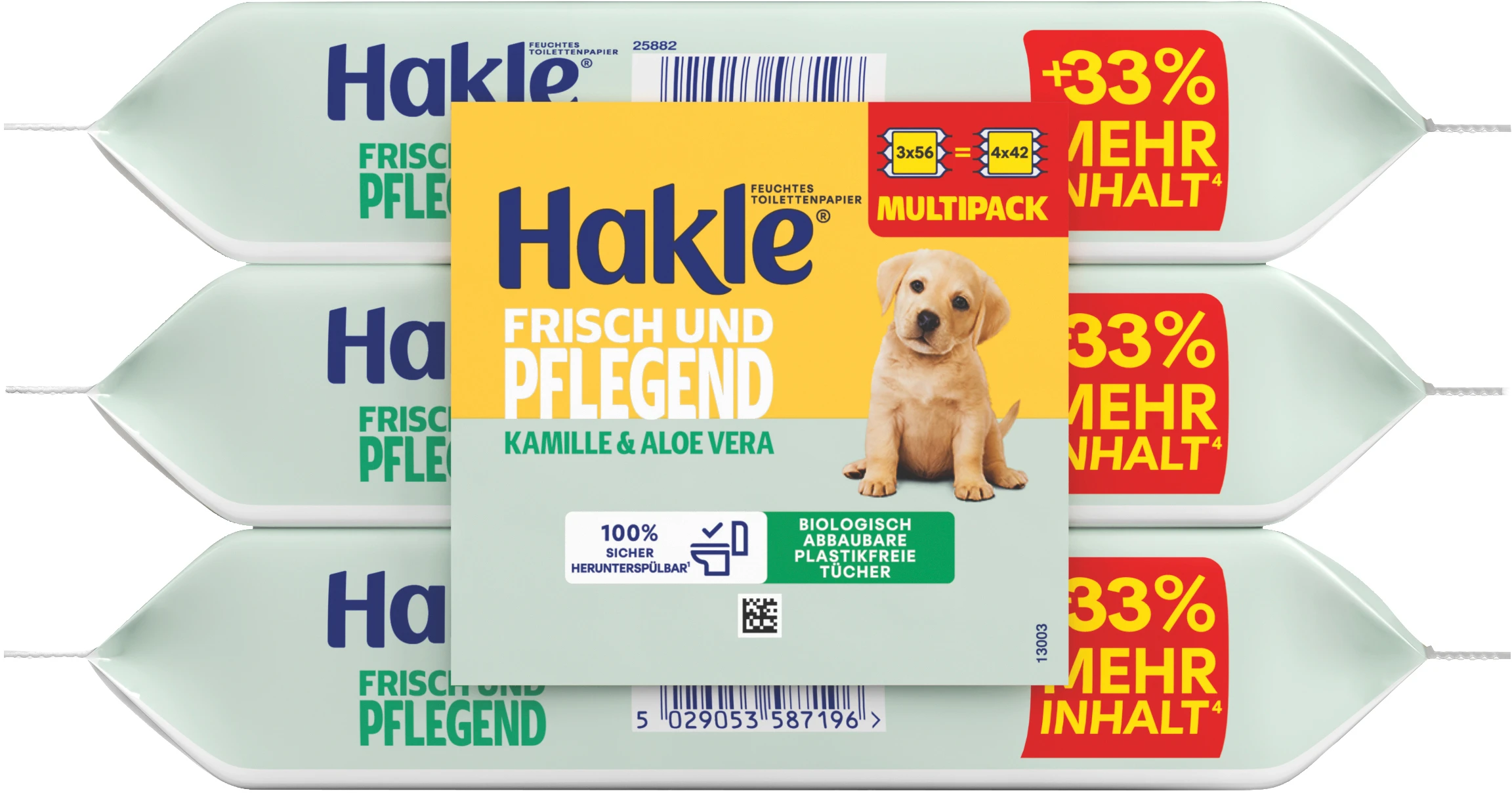 HAKLE Feuchtes Toilettenpapier 4556251 Frisch & Pflegend 3x56 Stk.