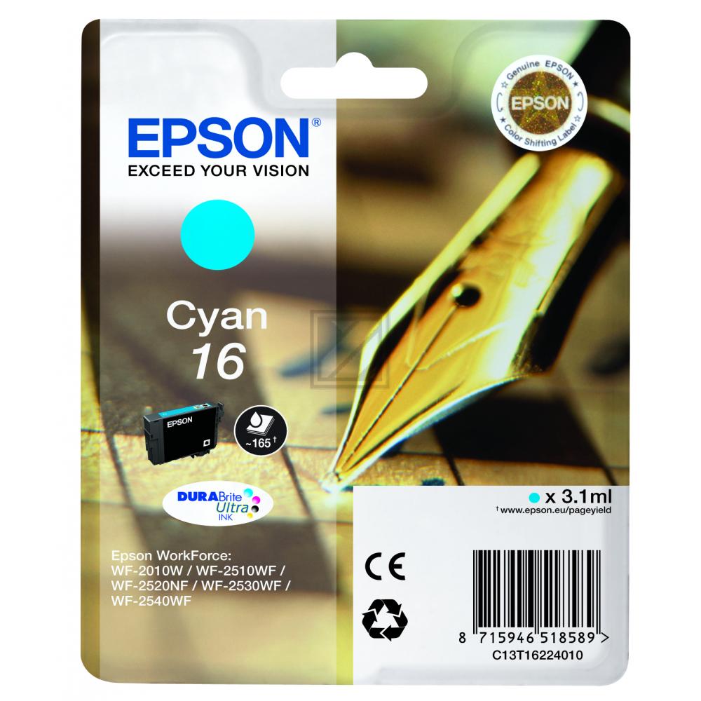 EPSON Tintenpatrone 16 cyan T162240 WF 2010/2540 165 Seiten
