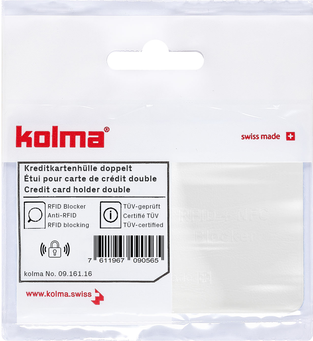 KOLMA Kreditkartenhülle RFID 09.161.16 weiss 66x95mm
