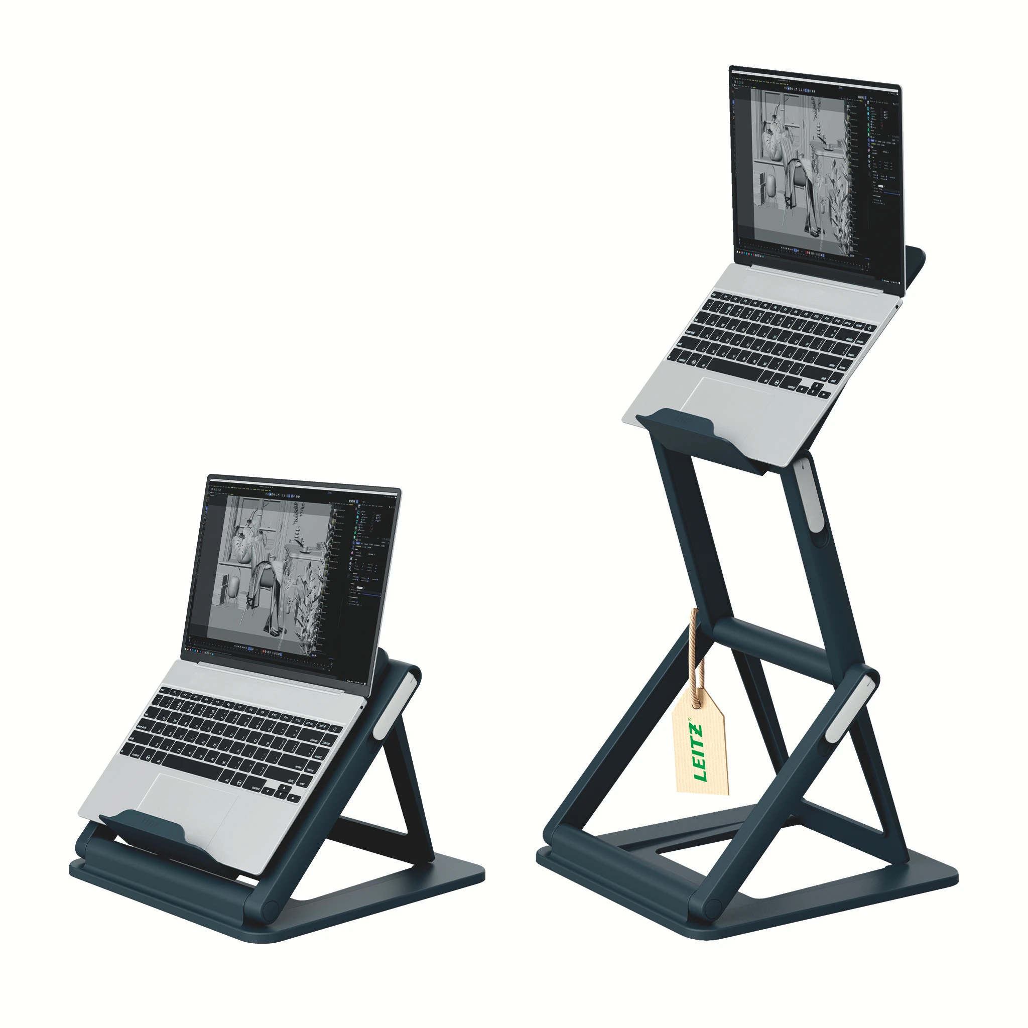 LEITZ Ergo 2 in 1 Sitz-/Steh- 6589-00-89 Laptopständer Dunkelgrau