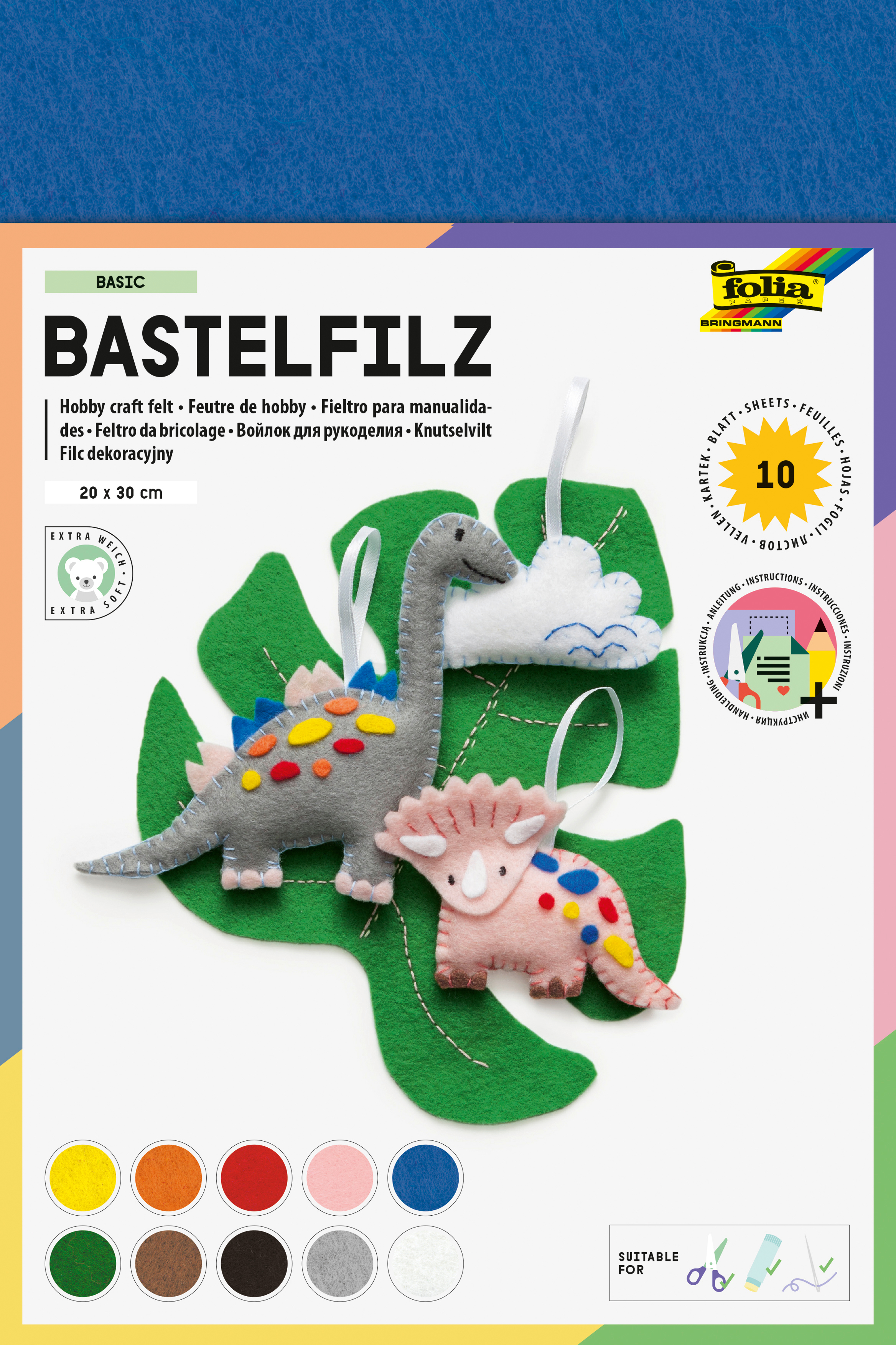 FOLIA Bastelfilz 150g 520409 ass. 10 Blatt
